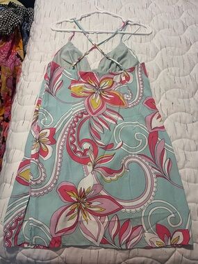 Floral Print Strappy Slip Dress light blue pink and yellow